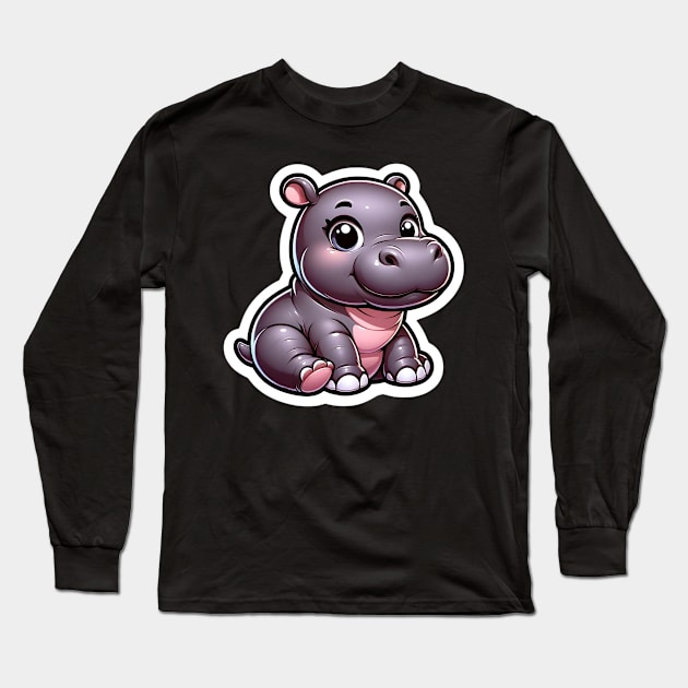 Cute hippo Long Sleeve T-Shirt by TaansCreation 